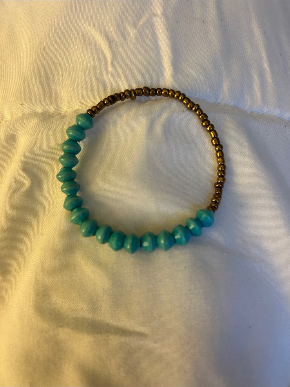 Turquoise Bead Stretch Bracelet - Unbranded
